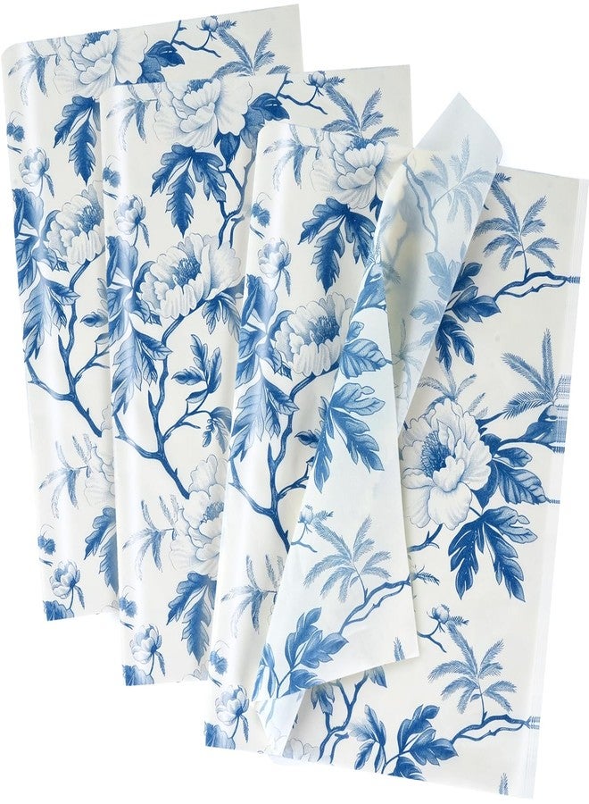 KESTAR 60 Sheets Blue Floral Tissue Paper, 14" x 20" Blue White Peony Flower Tissue Paper Bulk for Gift Bags, Vintage Chinoiserie Gift Wrapping Tissue for Crafts Packaging Wedding Birthday Party Decor - Image 1